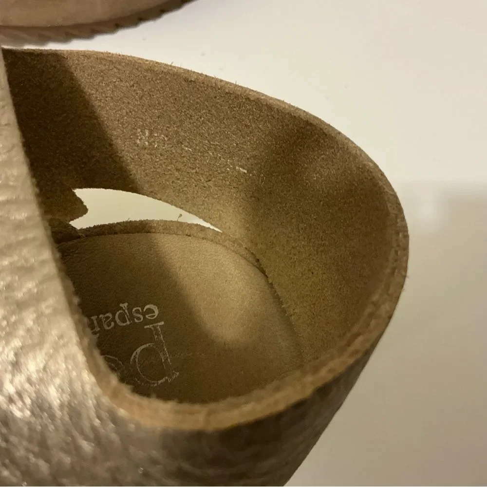 Pedro Garcia Metallic Gold Wedge Sandals with Bow Accent size 10N